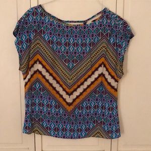 Alice and  Trixie silk diamond/chevron print top S
